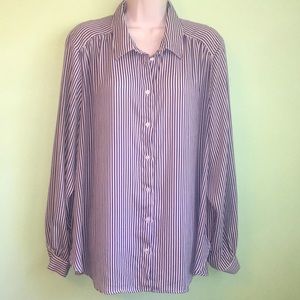 H&M Blue Striped Button Down Work Blouse Shirt size XL